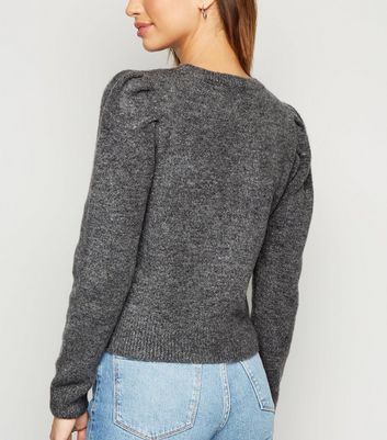 grey puff sleeve jumper