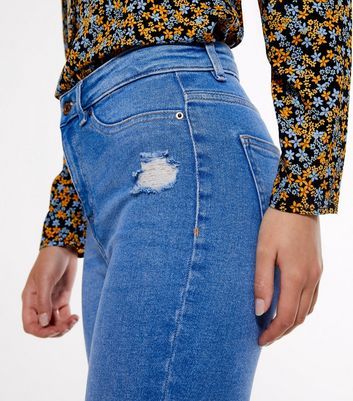 blue high waisted super skinny jeans