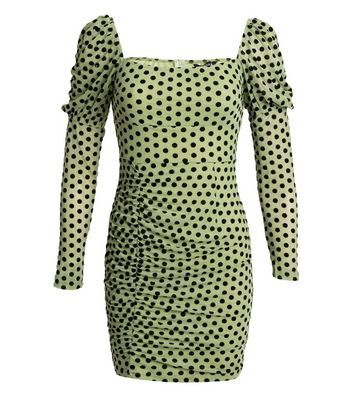 new look green spot dress