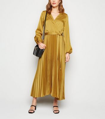 new look mustard satin dress