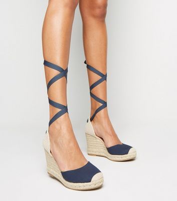 new look navy wedges