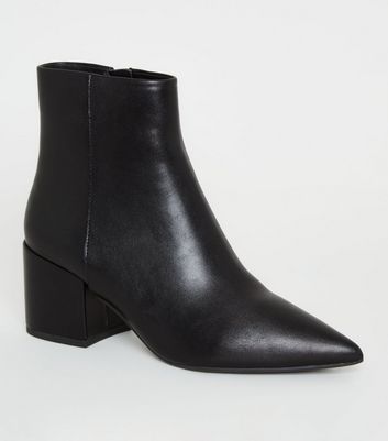 Black Pointed Toe Block Heel Ankle 