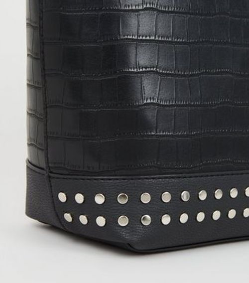 New Look Black Faux Croc Card Holder