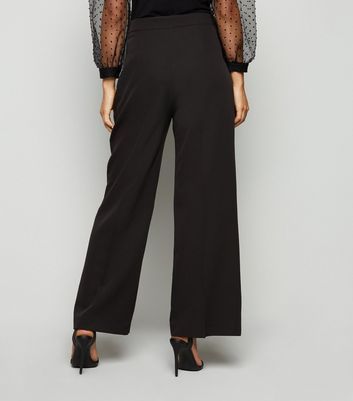 petite black wide leg trousers