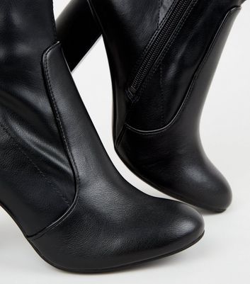 black block heel sock boot