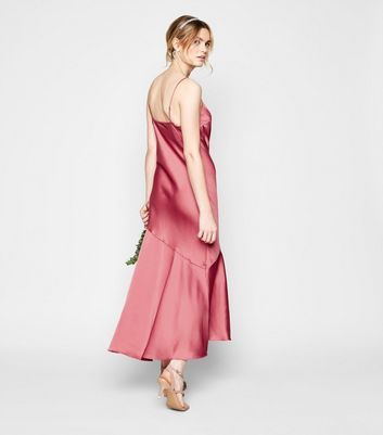 new look pink satin dress