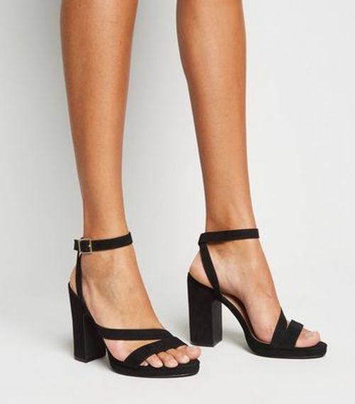 Black Suedette Strappy Block Heels New Look Vegan | Compare | Highcross  Shopping Centre Leicester