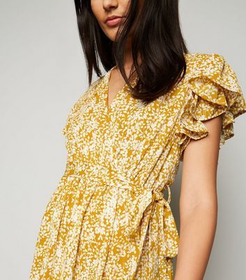 new look mustard pleated dress