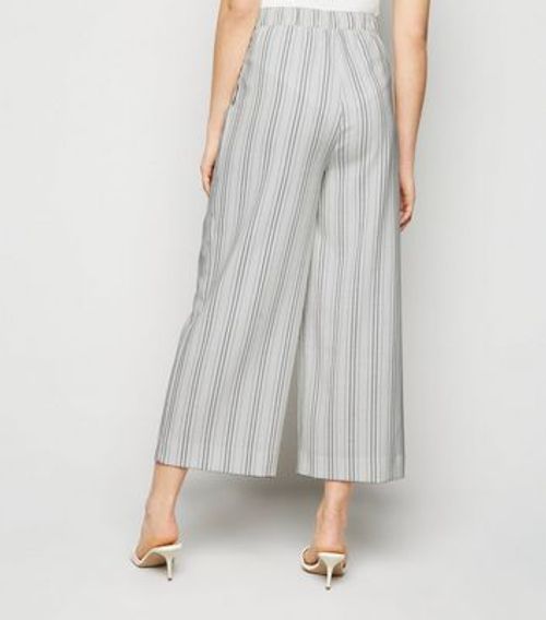 White Stripe Linen Look Crop...