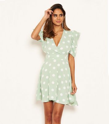 AX Paris Mint Spot Puff Sleeve Skater 