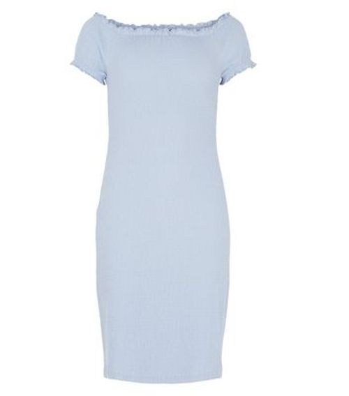 Girls Pale Blue Shirred Dress...