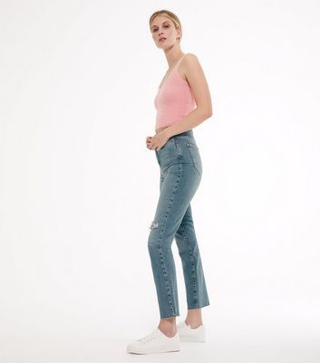 Tall Blue Ripped Ankle Grazing Hannah 