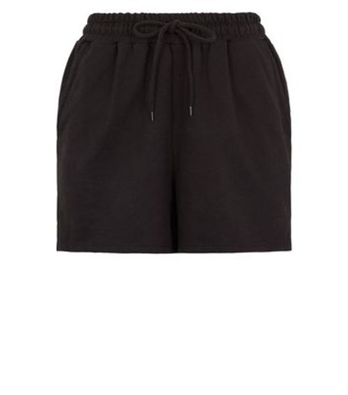 Black Jersey Tie Waist Shorts...