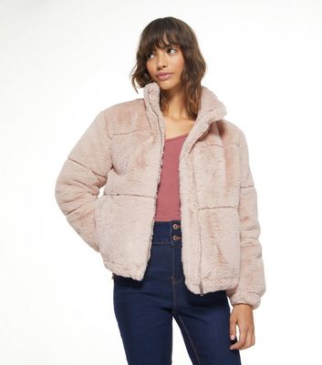pink fur puffer jacket