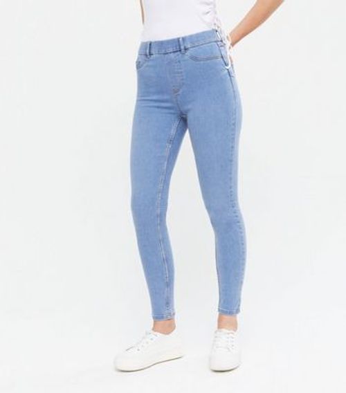 Bright Blue Mid Rise Lift & Shape Emilee Jeggings New Look