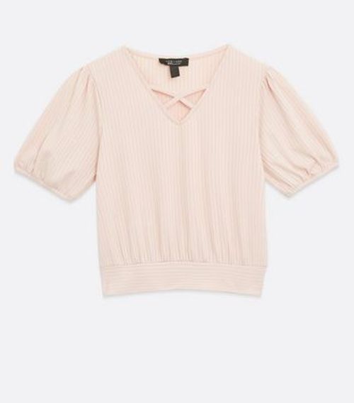 Girls Pale Pink Ribbed...