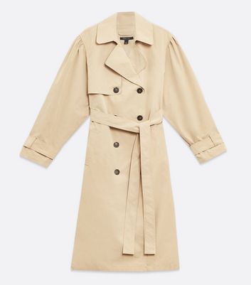 Stone Puff Sleeve Belted Trench Coat 