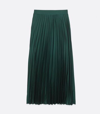 dark green satin midi skirt