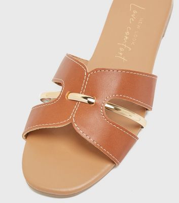 new look tan sliders