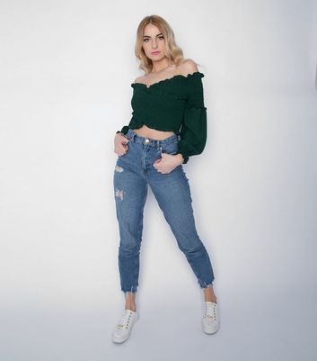 dark green bardot top