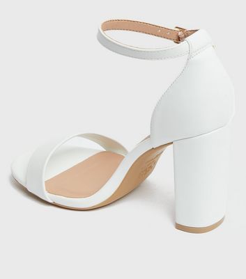 wide fit white block heels