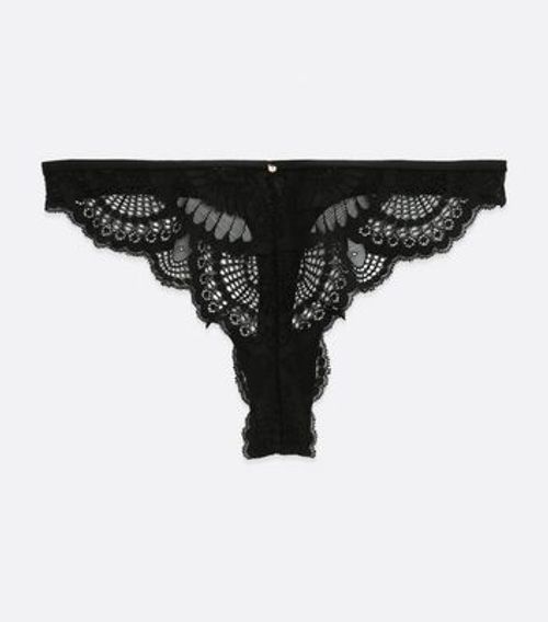 Black Scallop Lace Thong New...