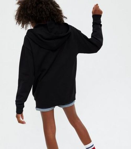 Girls Black Long Zip Hoodie...