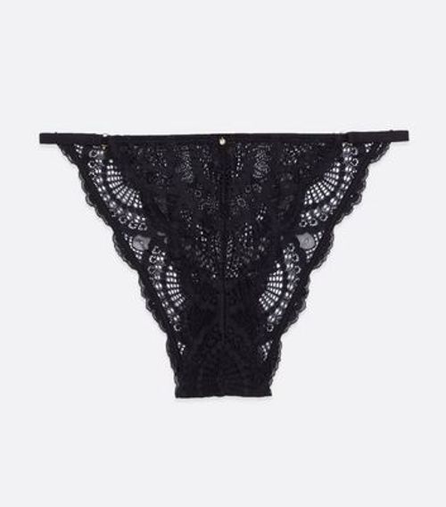 Black Scallop Lace High Leg...