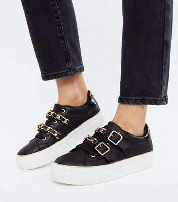 black platform trainers new look