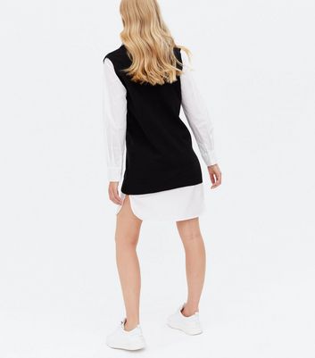 Black 2-in-1 Vest Jumper Shirt Dress New Look | Compare | Westquay