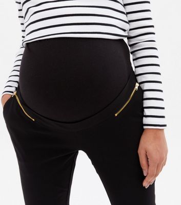 Maternity Black Zip Over Bump Trousers | New Look