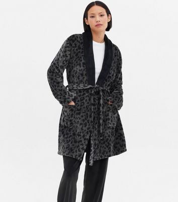 grey leopard dressing gown