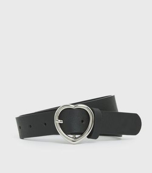 Girls Black Heart Buckle Belt...