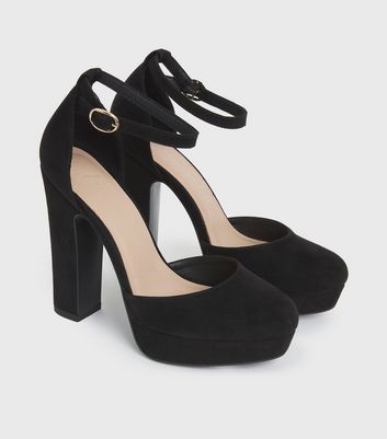 black suedette two part platform courts