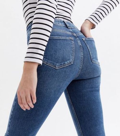 Bright Blue Ripped Knee High Waist Hallie Super Skinny Jeans