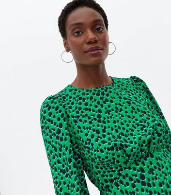 new look green leopard print blouse