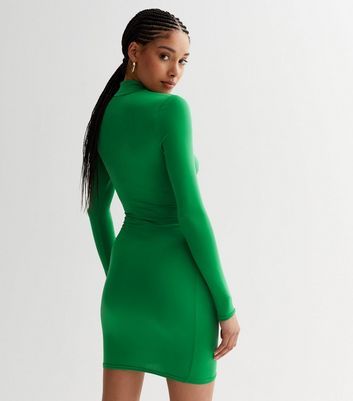 Green Twist Cut Out High Neck Mini 