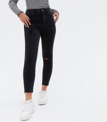 Girls Black Ripped Skinny Jeans New 