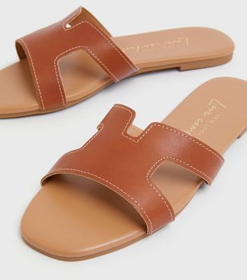 new look tan sliders