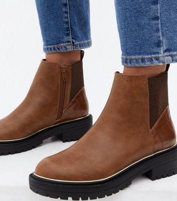 Tan Flat Chelsea Boots New Look Vegan 