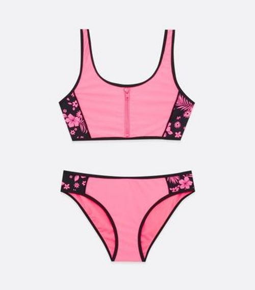 Girls Pink Tropical Floral...