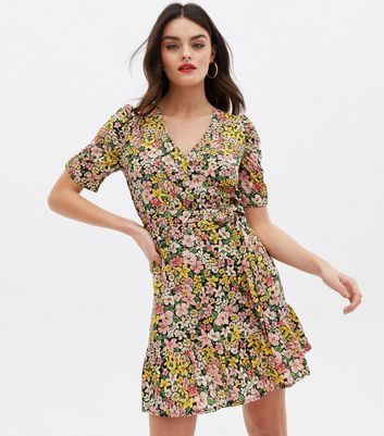 Cameo Rose Yellow Floral Tea Dress New 