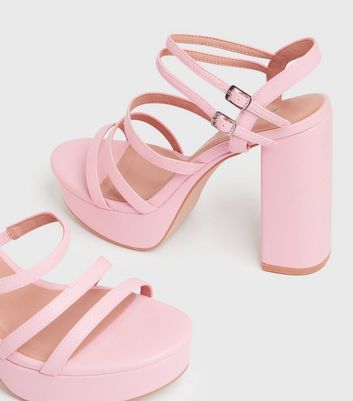 Rose Gold Strappy Platform Heels 