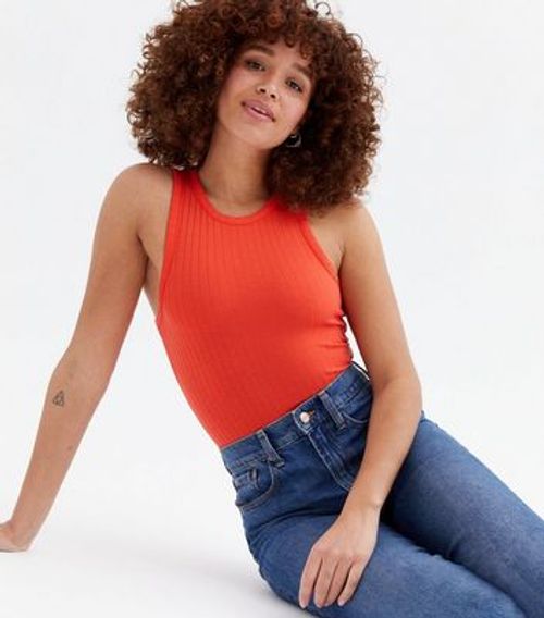 Bright Orange Ribbed Racer Bodysuit New Look, Compare