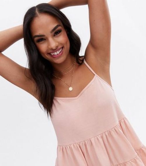 Pale Pink Double Peplum Cami...