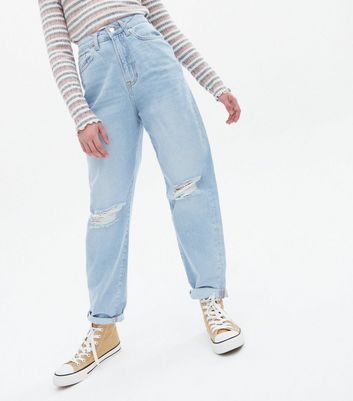 Girls Pale Blue Acid Wash Ripped Tori 