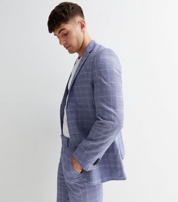 Devils Advocate high waisted suit trousers in blue check | ASOS