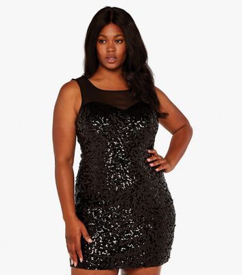 Apricot Curves Black Sequin Mesh Mini 