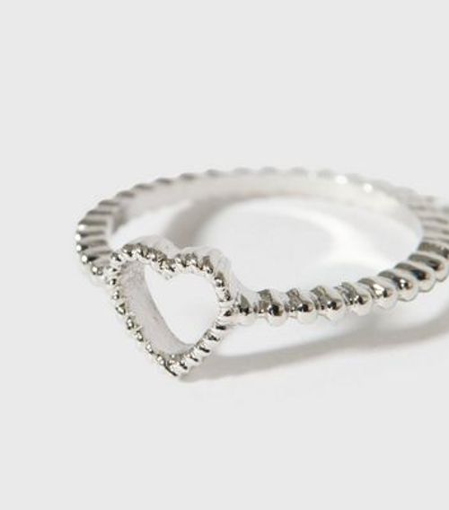 Silver Textured Heart Ring...