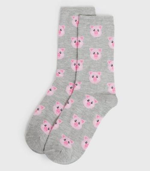 Grey Pig Socks New Look